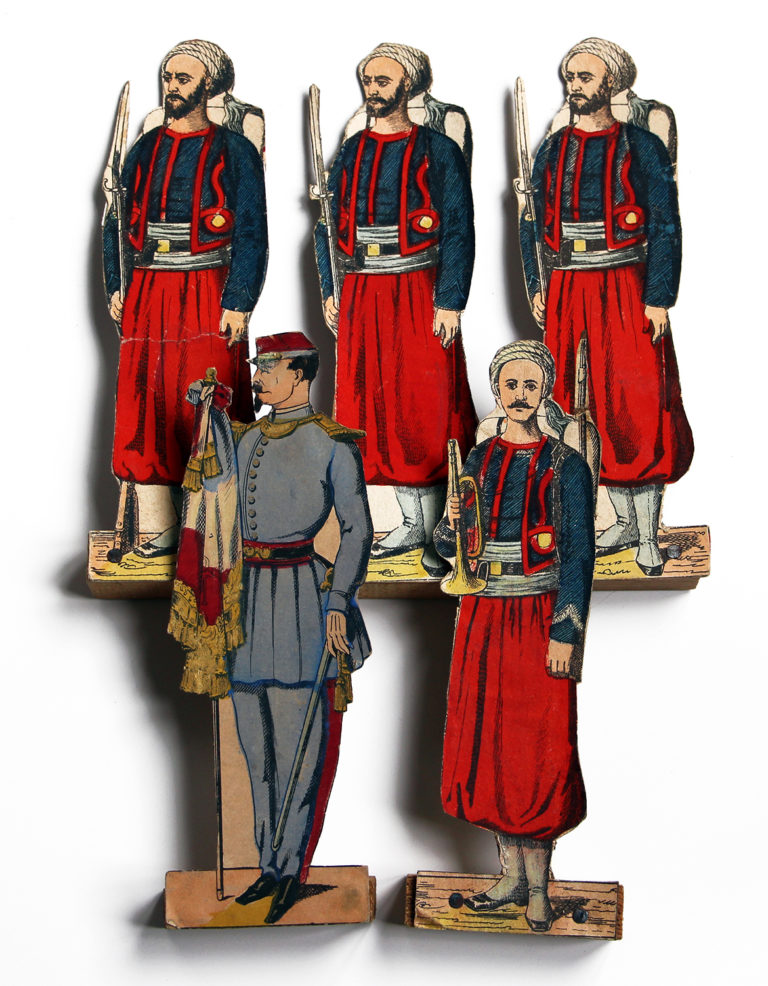 Petits Soldats de Papier - Imagerie Pellerin - Zouaves et Spahis - Montés sur socle