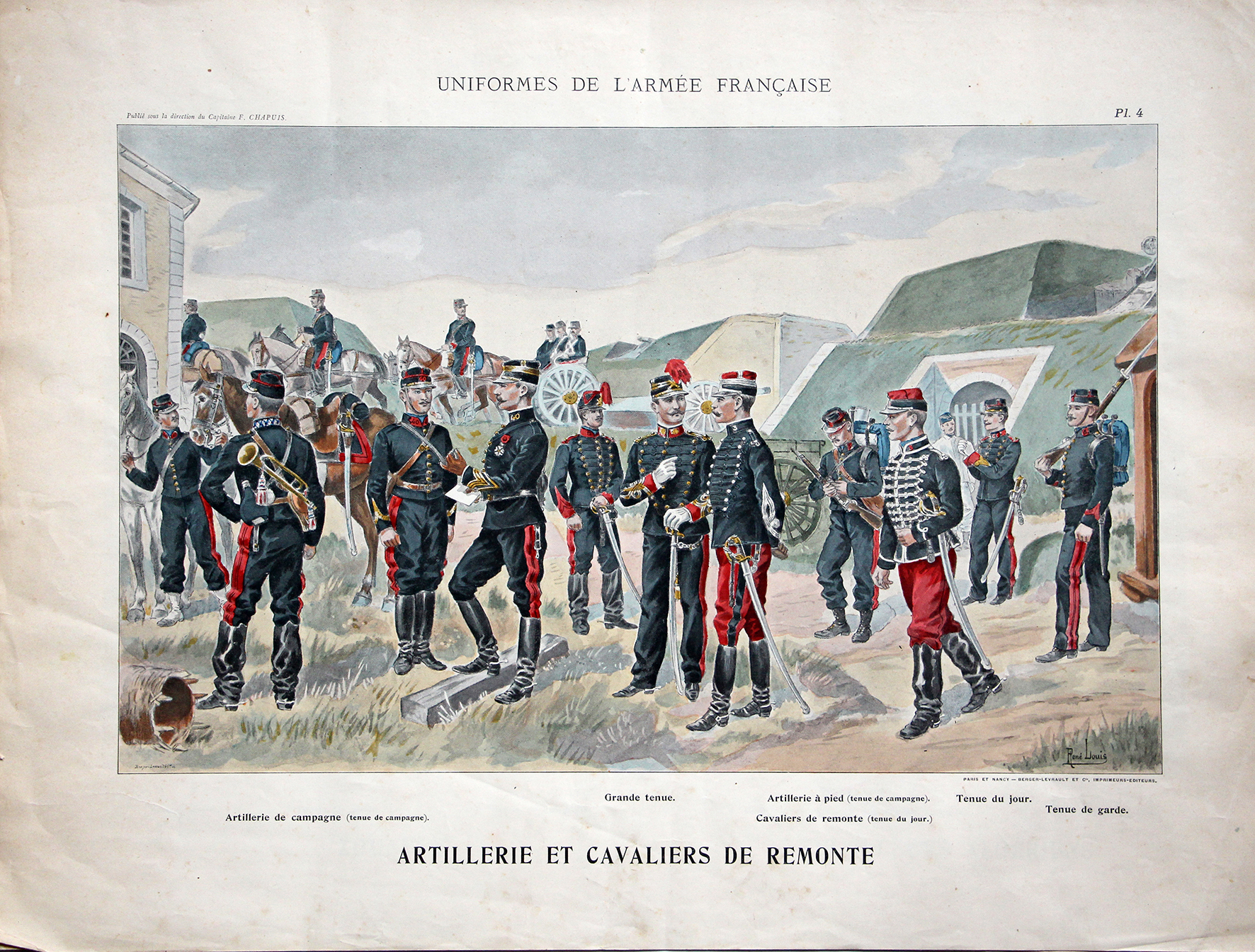 Grande Planche René Louis - Armée Française - Uniforme - 1er Guerre Mondiale