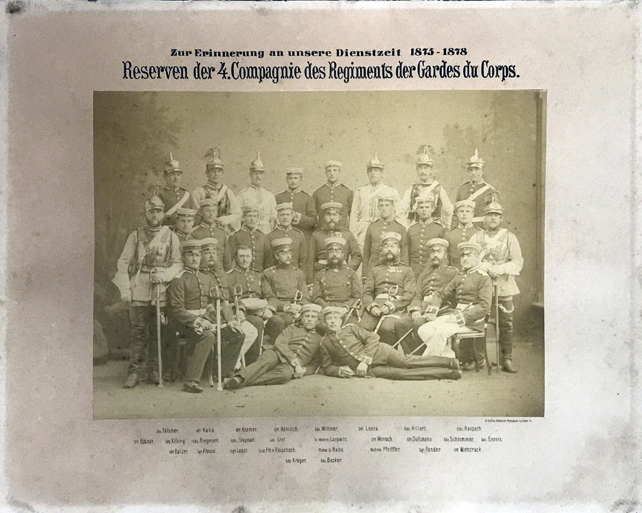 Grande photo de régiment - Soldat Allemand / Alsacien - Cavalerie - Grande tenue - Casque à pointe - aigle - Garde du Corps - 1875/1878