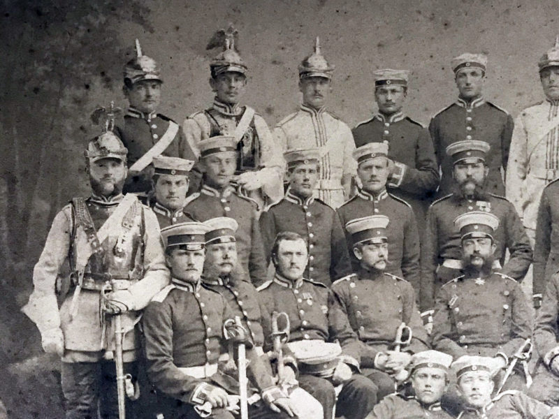 Grande photo de régiment - Soldat Allemand / Alsacien - Cavalerie - Grande tenue - Casque à pointe - aigle - Garde du Corps - 1875/1878