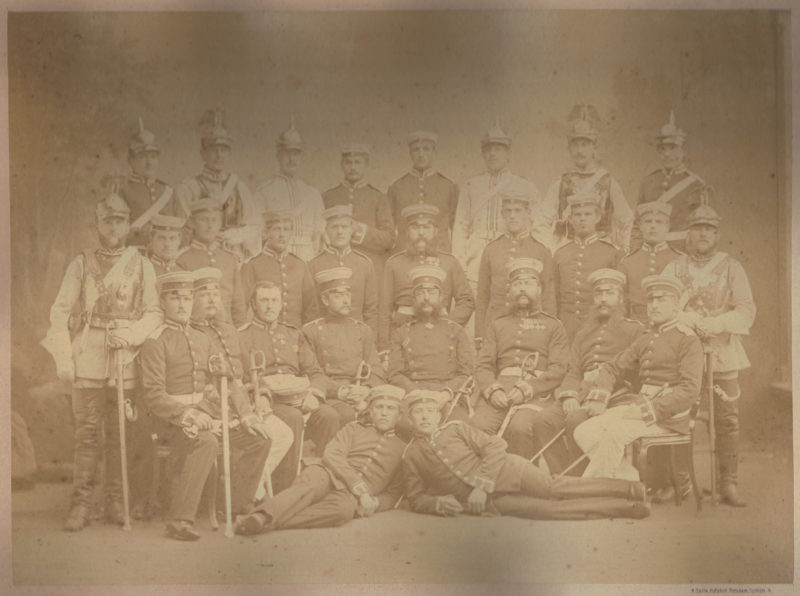 Grande photo de régiment - Soldat Allemand / Alsacien - Cavalerie - Grande tenue - Casque à pointe - aigle - Garde du Corps - 1875/1878