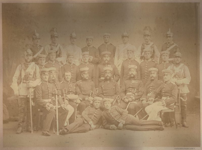 Grande photo de régiment - Soldat Allemand / Alsacien - Cavalerie - Grande tenue - Casque à pointe - aigle - Garde du Corps - 1875/1878