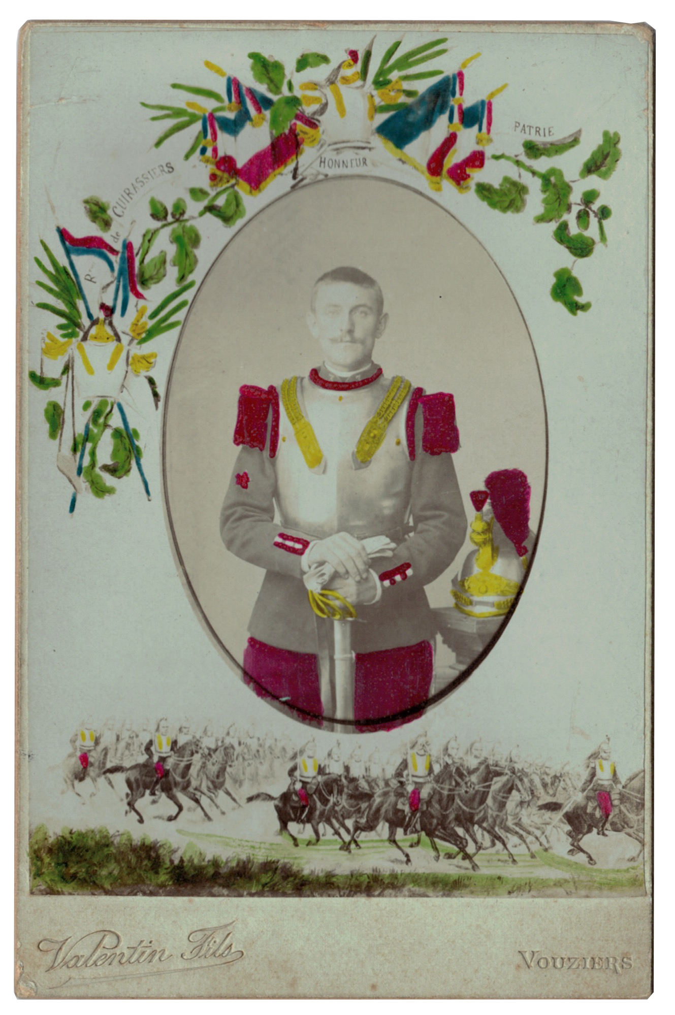 Carte CDV photo - Grand format - Soldat Cuirassier 3 République - Vouzier - 3eme Cuirassier