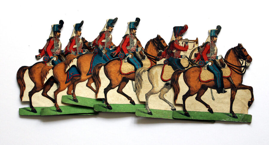 Figurines - Petits Soldats de Strasbourg - Hussards / Lanciers 1845 / Infanterie - Cavalerie - Planche Silbermann
