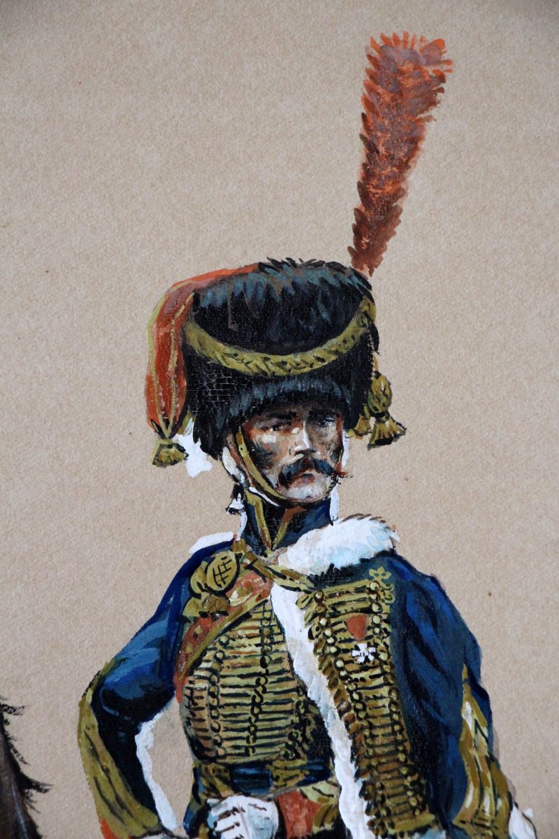 Peinture originale rehaussée - Garde Impériale Artillerie à Cheval 1810 - Pierre Albert Leroux - Les Uniformes de la Garde Impériale - 1er Empire