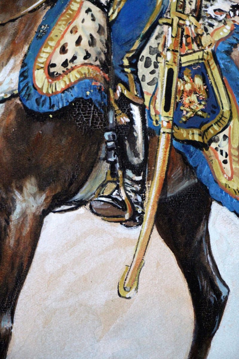 Peinture originale rehaussée - Garde Impériale Artillerie à Cheval 1810 - Pierre Albert Leroux - Les Uniformes de la Garde Impériale - 1er Empire