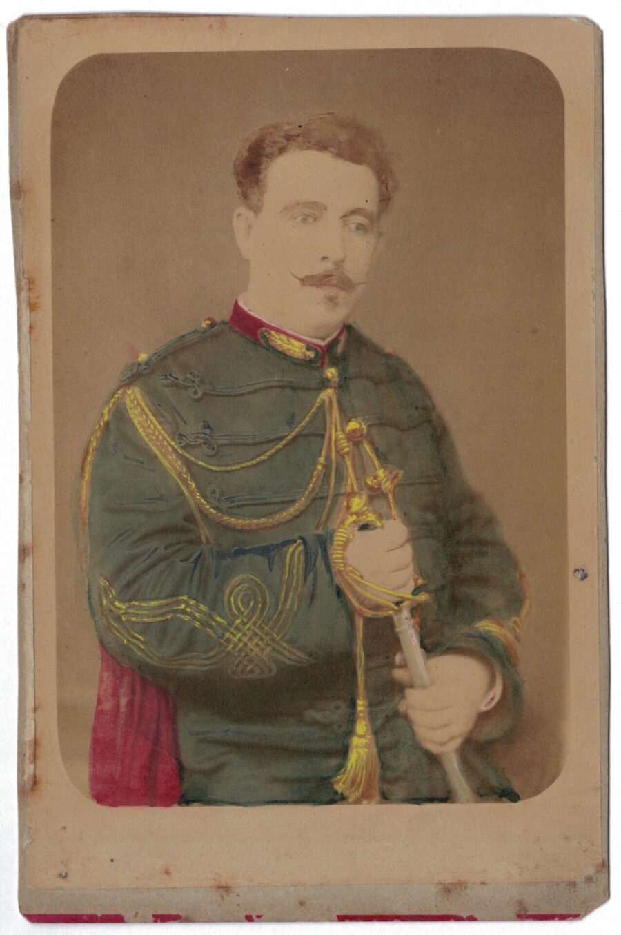 Carte CDV photo – Grand format  – Soldat Officier D&rsquo;Etat Major – Infanterie – Rehaussée