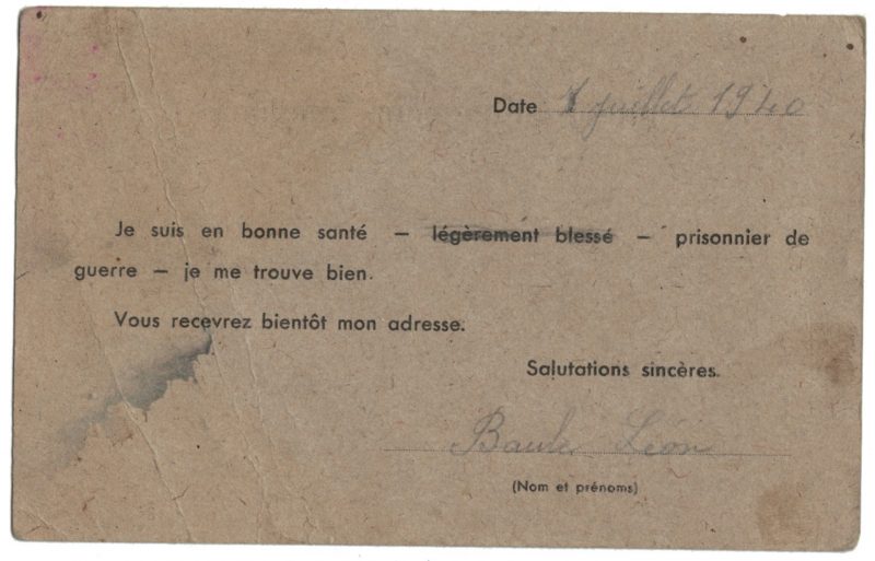 Carte de prisonnier de Guerre - Kriegsgefangenen - Sendung - 1940 - Baule Léon