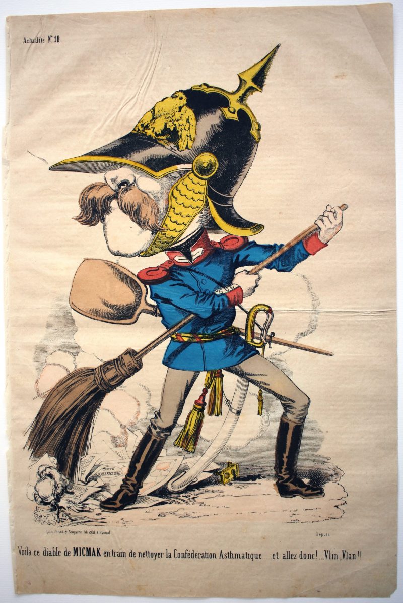 Imagerie Epinal - Pinot et Sagaire - Caricature - Prusse - Guerre 1866 - Austro - Prussienne - Casque à pointe