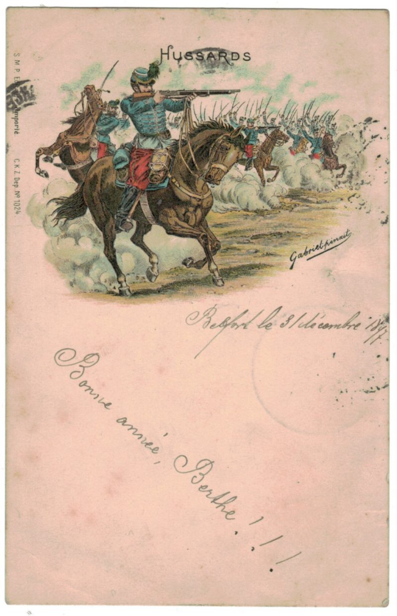 1 Carte Postale - Armée Française en campagne - Hussards - 1897