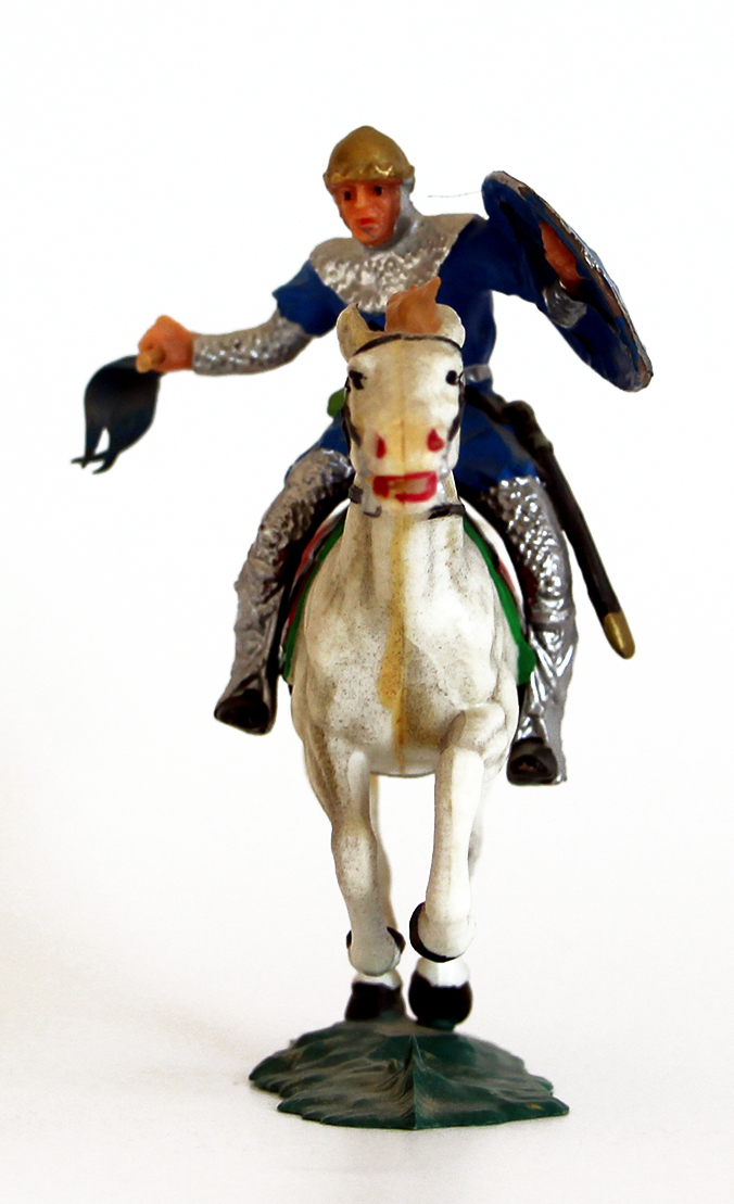 Ancienne Figurine Hausser Elastolin German plastic Cavalier Elastolin Horse Attacking