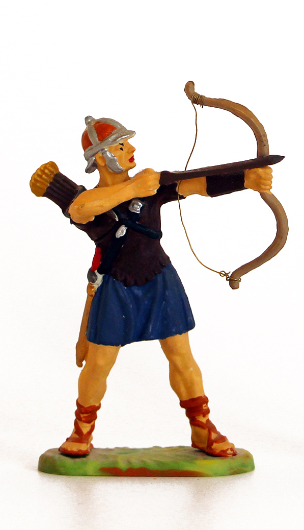 Ancienne Figurine Hausser Elastolin German plastic Romain Archer