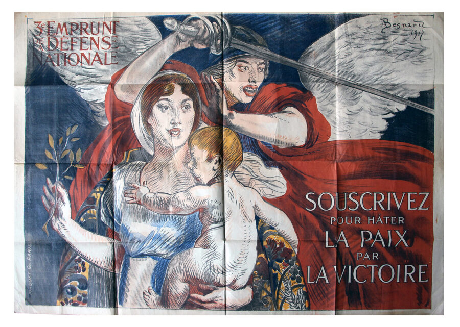 Affiche Papier 3ème Emprunt de la Défense nationale – Souscrivez pour hâter la paix par la victoire – A. BESNARD 1917