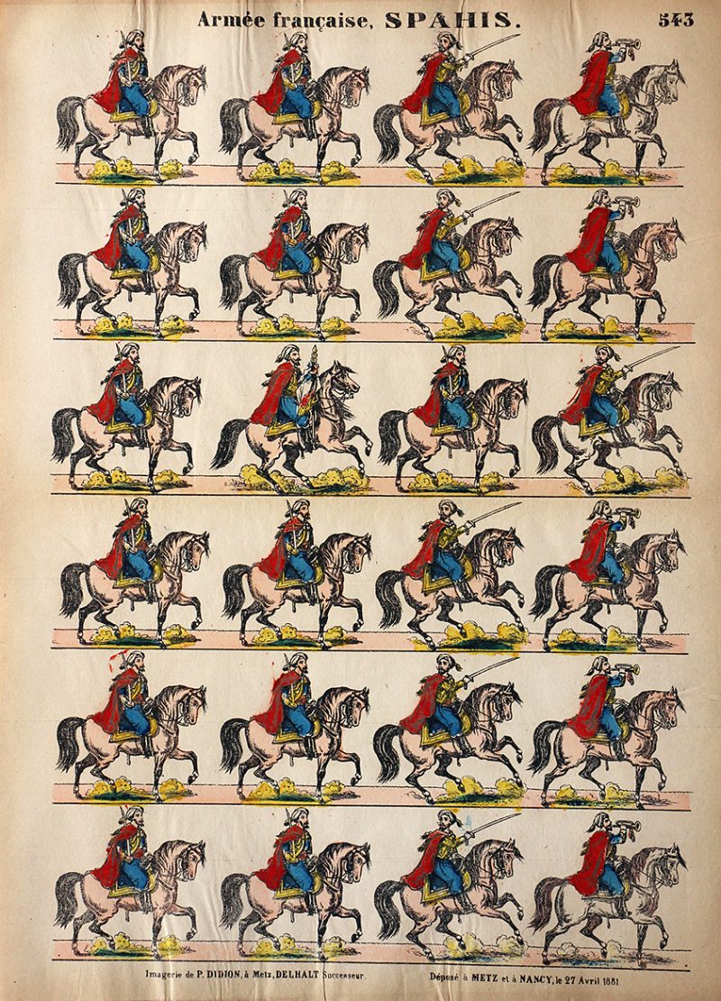 7 Planches Imagerie Dehalt Nancy - Imagerie Populaire - N°549/540/541/543/547/548/550 - Armée Française - Hussards - Chasseurs - Spahis - Artillerie - Dragons - Gendarmes - Cuirassiers - 3eme République