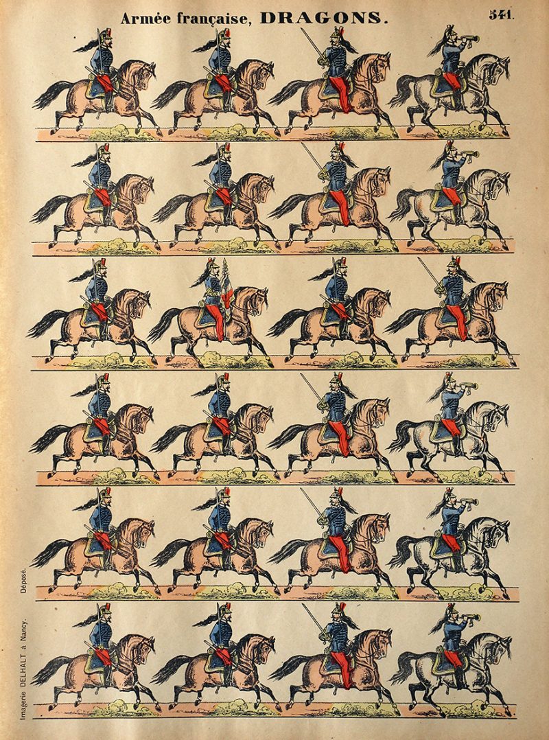 7 Planches Imagerie Dehalt Nancy - Imagerie Populaire - N°549/540/541/543/547/548/550 - Armée Française - Hussards - Chasseurs - Spahis - Artillerie - Dragons - Gendarmes - Cuirassiers - 3eme République