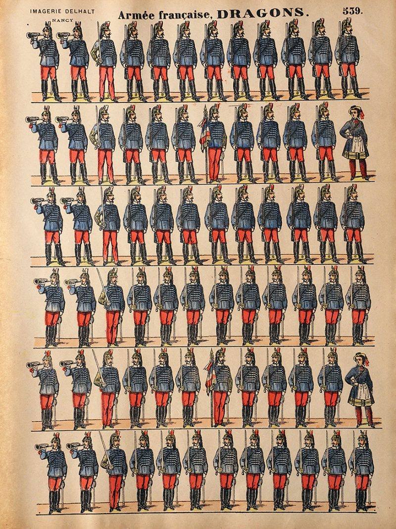 5 Planches Imagerie Dehalt Nancy - Imagerie Populaire - N°535/536/537/538/539 - Armée Française - Artillerie - Hussards - Chasseurs - Cuirassiers - Dragons - 3eme République