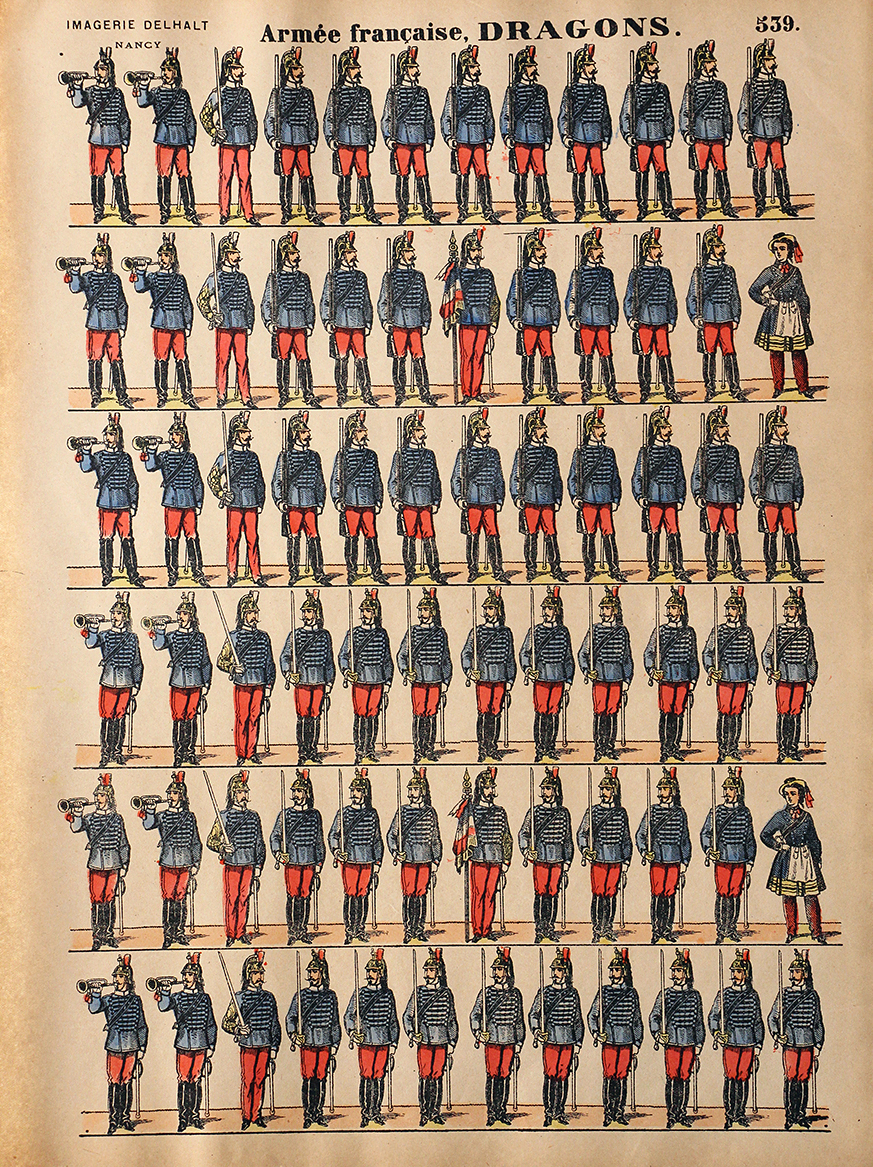 5 Planches Imagerie Dehalt Nancy - Imagerie Populaire - N°535/536/537/538/539 - Armée Française - Artillerie - Hussards - Chasseurs - Cuirassiers - Dragons - 3eme République