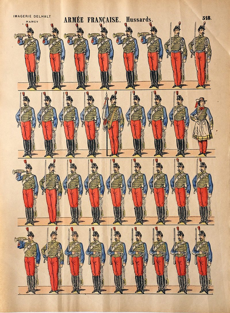 4 Planches Imagerie Dehalt Nancy - Imagerie Populaire - N°515/516/517/518/ Armée Française - Hussards - Chasseurs d'Afrique - Cuirassiers - Dragons - 3eme République