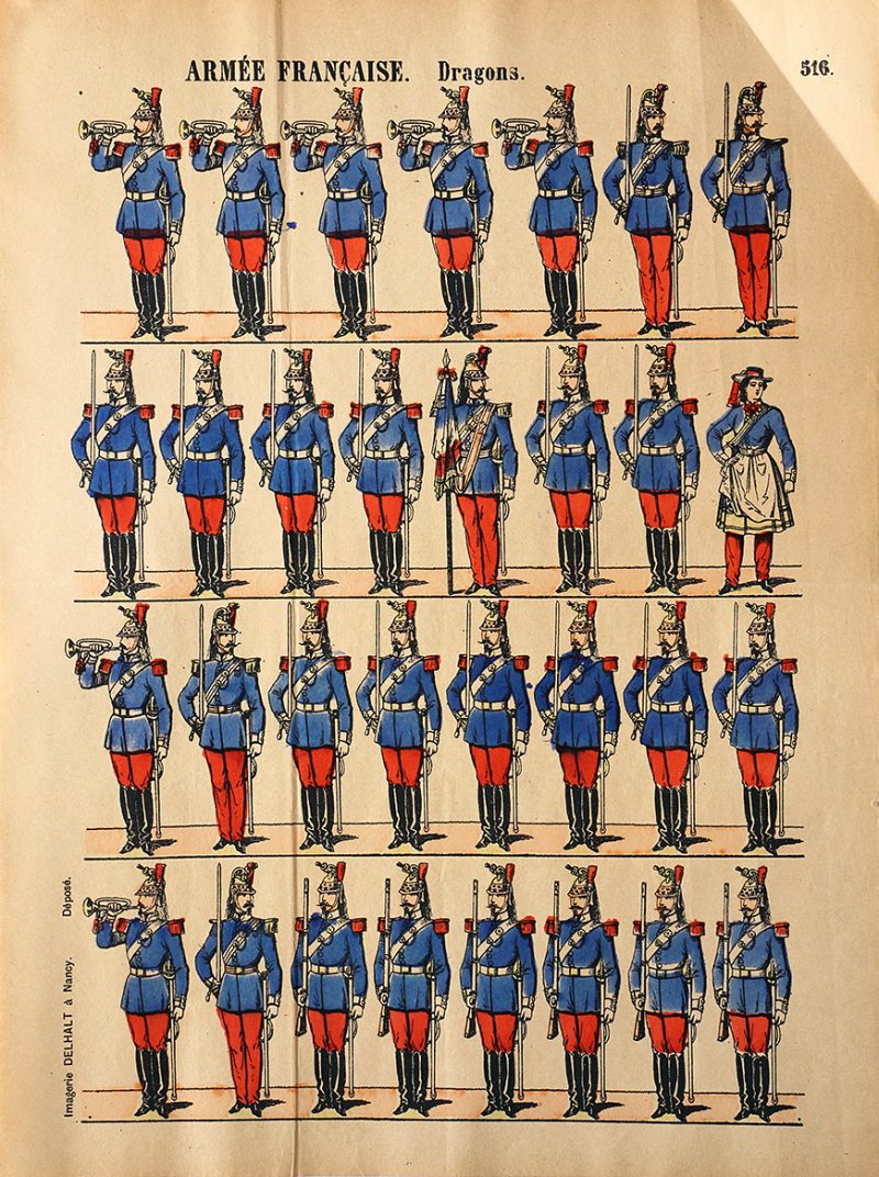 4 Planches Imagerie Dehalt Nancy - Imagerie Populaire - N°515/516/517/518/ Armée Française - Hussards - Chasseurs d'Afrique - Cuirassiers - Dragons - 3eme République
