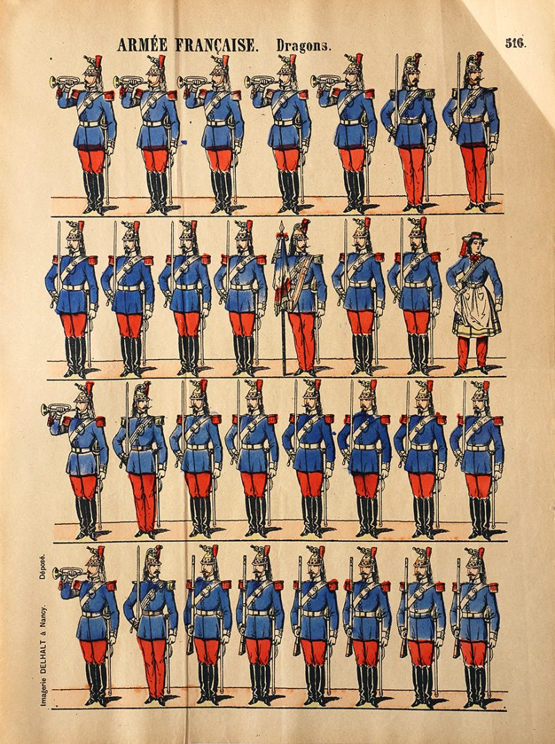 4 Planches Imagerie Dehalt Nancy - Imagerie Populaire - N°515/516/517/518/ Armée Française - Hussards - Chasseurs d'Afrique - Cuirassiers - Dragons - 3eme République