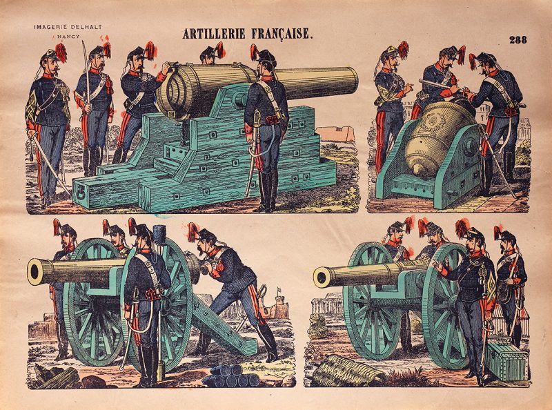 Planche Imagerie Dehalt Nancy - Imagerie Populaire - N°288- Armée Française - Artillerie - 3 République