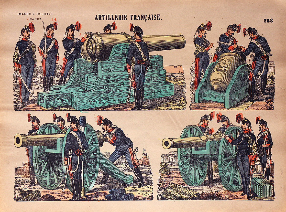 Planche Imagerie Dehalt Nancy - Imagerie Populaire - N°288- Armée Française - Artillerie - 3 République