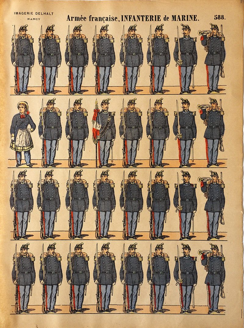 Planche Imagerie Dehalt Nancy - Imagerie Populaire - N°588 - Armée Française Infanterie de Marine - III République