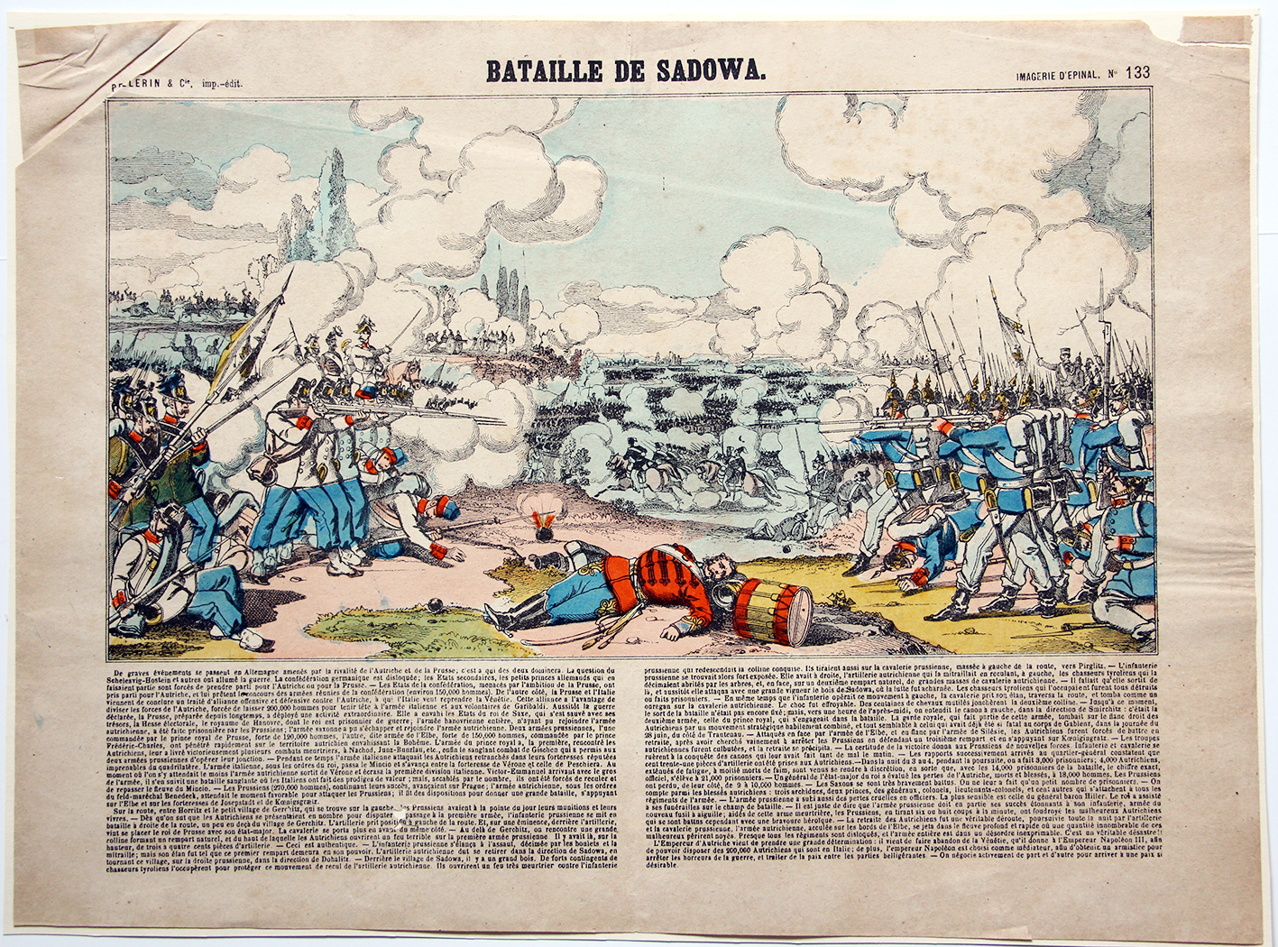 Planche imagerie Epinal - Bataille de Sadowa - 1866 - Imagerie Populaire - Planche N°133