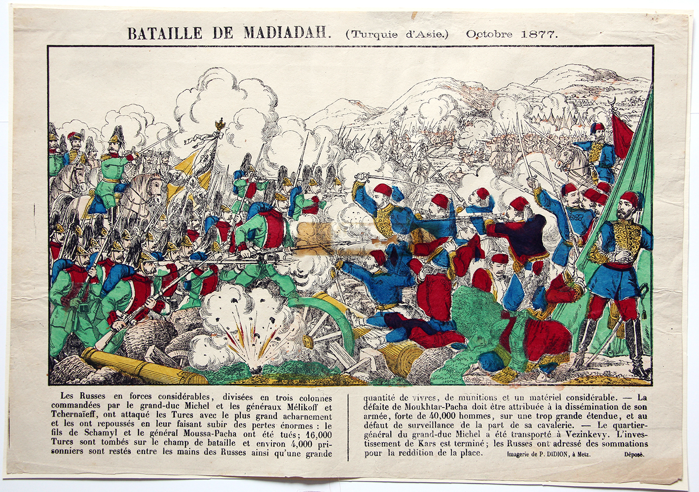 Planche imagerie didion Metz - Bataille de Madiadah - 1877 - Imagerie Populaire - Turquie