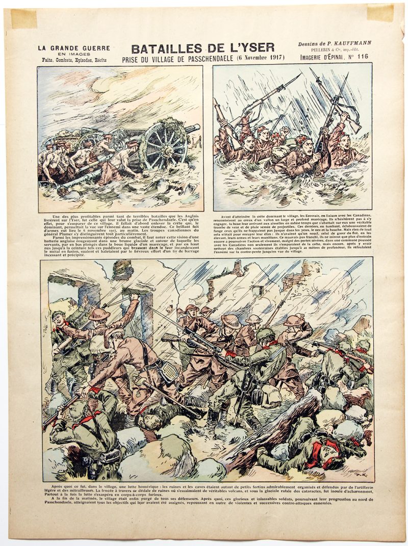 Planche imagerie Epinal - Batailles de L'Yser - La grande Guerre - Imagerie Populaire - Dessins de P.KAuffmann - Planche N°116
