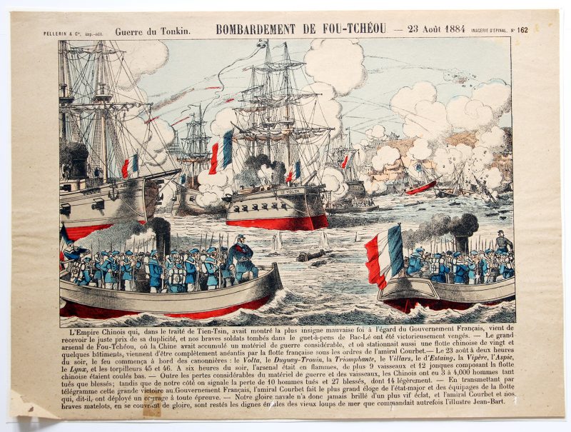 Planche imagerie Epinal - Bombardement de Fou Tcheou - 1884 - Imagerie Populaire - Guerre du Tonkin - Planche N°162