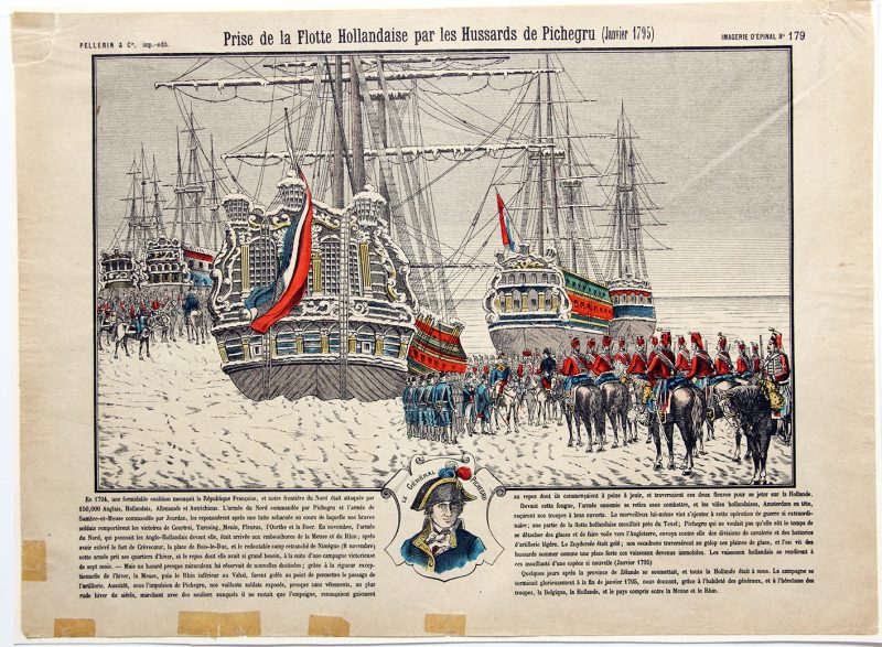 Planche imagerie Epinal - Prise de la flotte Hollandaise par les hussards de Pichegru - 1795 - Imagerie Populaire - Planche N°179