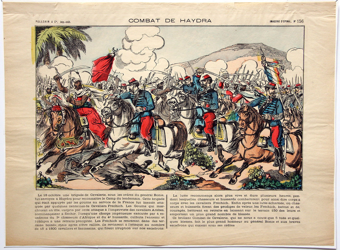 Planche imagerie Epinal - Combat de Haydra - Imagerie Populaire - Conquête de l'Algérie - Planche N°156