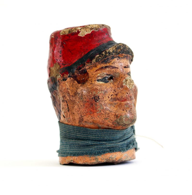 Tête de Poilu - Jouet - Guerre 14/18 - Marionnette enfant - Tranchée - Fin XIX Début XX.