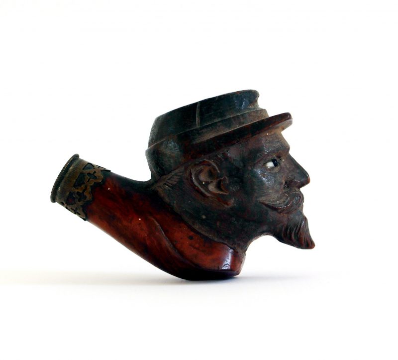 2 Têtes de pipe Second Empire en bois sculpté – Soldat armée – Napoléon III – Crimée – Solférino – Guerre 1870