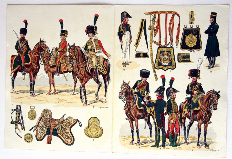 Planche sur l'armée Française N°94 - Chasseurs a Cheval - Garde Impériale - Lucien Rousselot - Officiers 1800 / 1815