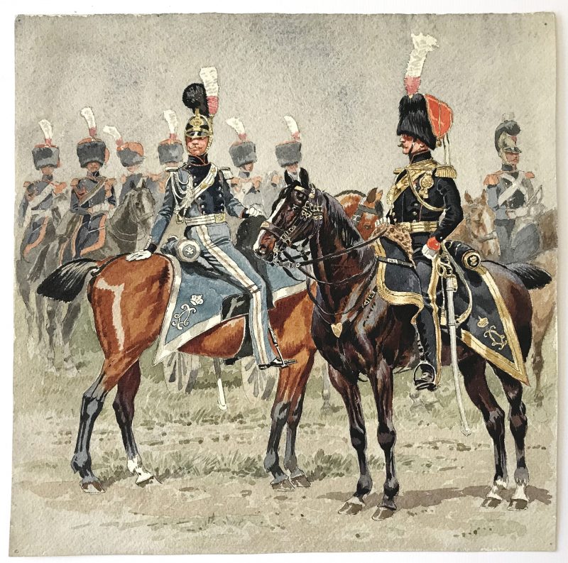 Belle Aquarelle originale - Garde Royale Restauration - Les Uniformes de la Garde Royale - Restauration