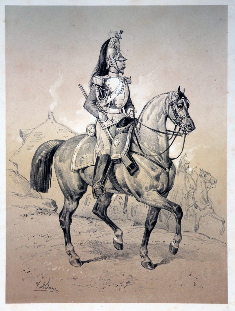 Gravures XIX - Victor Adam - Second Empire - Uniforme - Dragons de la Garde Impériale - Napoléon III - Cavalerie
