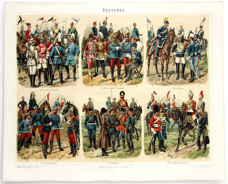 Uniformes Début XX - 6 Planches Knötel Richard - Uniformen Artillerie - Infanterie - Cavalerie - Marine - Train - Santé - Europe avant guerre - Chromolithographie