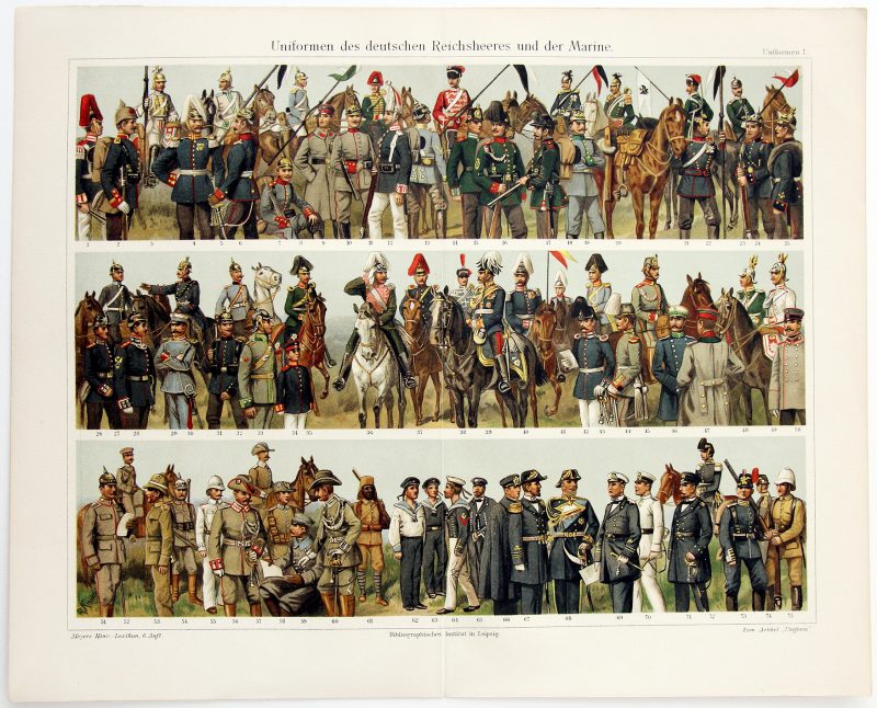 Uniformes Début XX - Planche Knötel Richard - Uniformen des deutschen Reichsheeres und Marine - Europe avant guerre - Chromolithographie