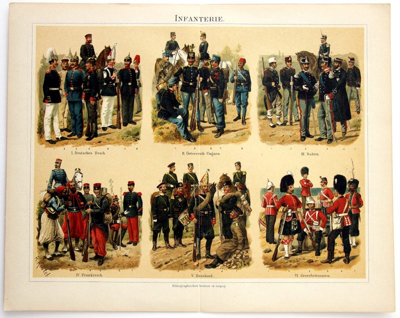 Uniformes Début XX - 6 Planches Knötel Richard - Uniformen Artillerie - Infanterie - Cavalerie - Marine - Train - Santé - Europe avant guerre - Chromolithographie