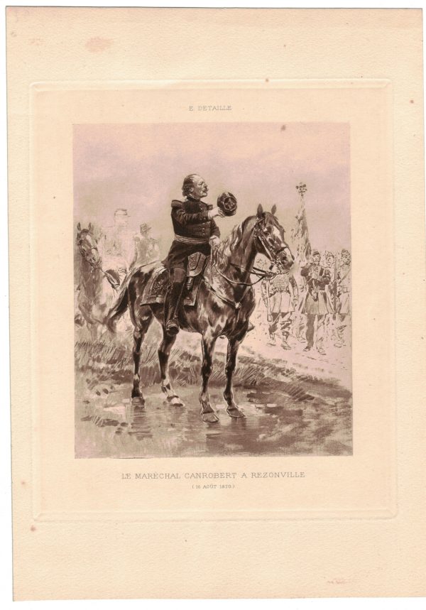 Gravure du Général Canrobert et carte de visite avec remerciements - Guerre 1870 - Second Empire - Napoléon III - François Marcellin Certain de Canrobert