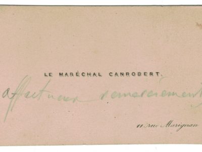 Gravure du Général Canrobert et carte de visite avec remerciements - Guerre 1870 - Second Empire - Napoléon III - François Marcellin Certain de Canrobert