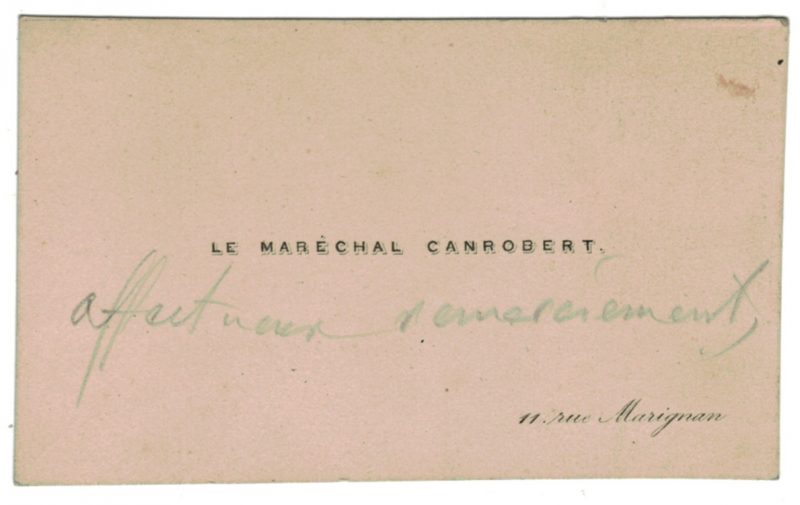 Gravure du Général Canrobert et carte de visite avec remerciements - Guerre 1870 - Second Empire - Napoléon III - François Marcellin Certain de Canrobert