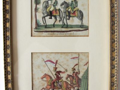 2 Gravures XIX - Troupes françaises Empire - Grenadiers à Cheval de la Garde et Chevau-légers Lanciers de la Garde - Uniforme