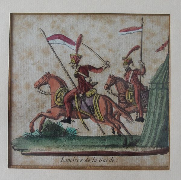 2 Gravures XIX - Troupes françaises Empire - Grenadiers à Cheval de la Garde et Chevau-légers Lanciers de la Garde - Uniforme