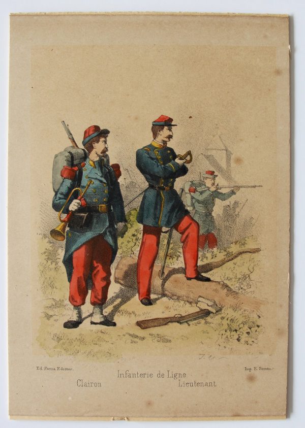 8 cartes - Uniforme de l'armée Second Empire - France 1870 - Carte illustrée Couleur rehaussée Fietta Strasbourg