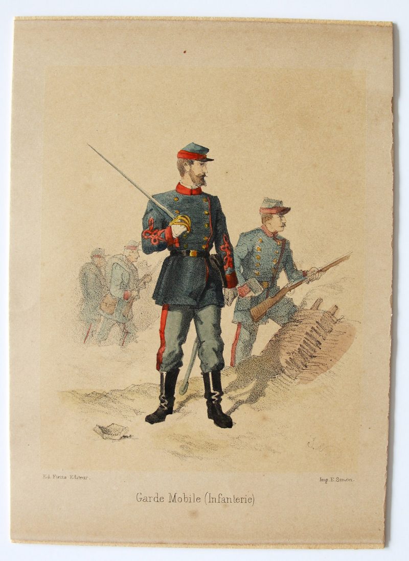 8 cartes - Uniforme de l'armée Second Empire - France 1870 - Carte illustrée Couleur rehaussée Fietta Strasbourg