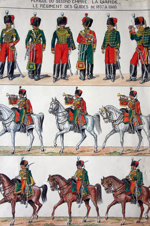 Dessin original - Planche Hector Large - Les Guides de la Garde - Second empire - 1857/1860 - Napoléon III