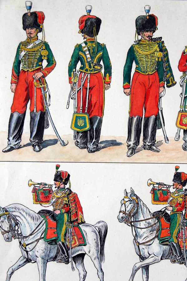 Dessin original - Planche Hector Large - Les Guides de la Garde - Second empire - 1857/1860 - Napoléon III